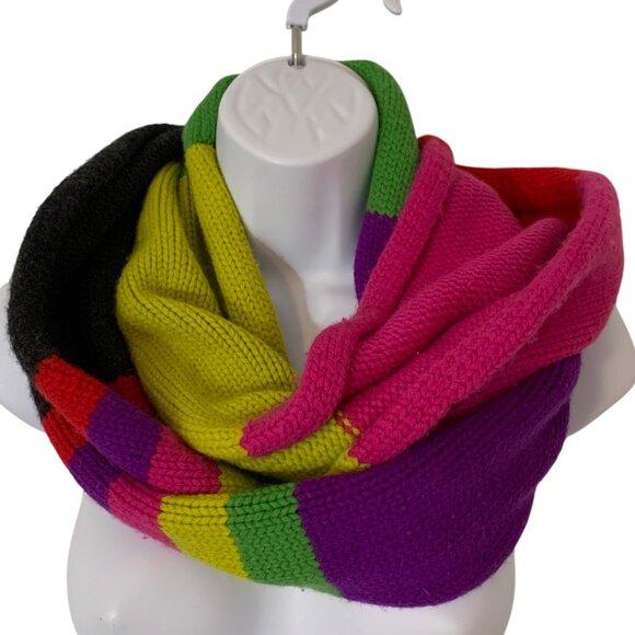 Kate Spade NY Women Colorblock Wool Infinity Scarf Multicolor Knit 62" x 10" - Picture 1 of 5
